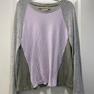 Anthropologie Gray and Lavender Long Sleeve Top